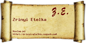 Zrinyi Etelka névjegykártya